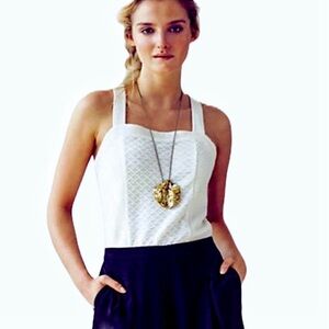 Anthro Deletta ‘Gavi’ Textured Ivory Crossback Top